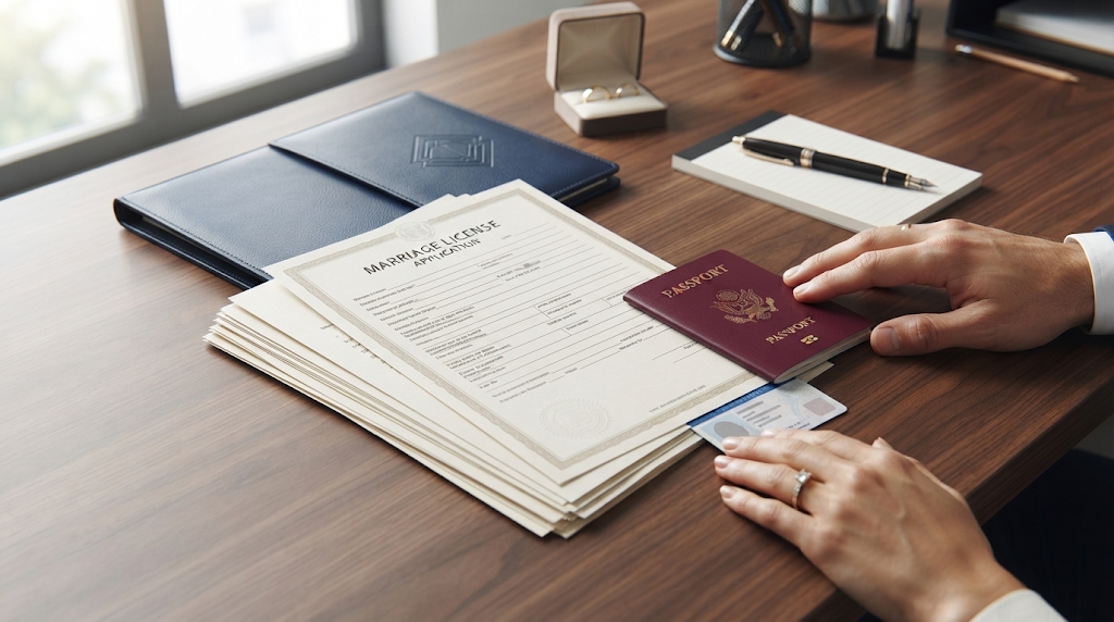 Proof of identity documents for a marriage license